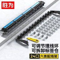 胜为(shengwei)CNDF624W六类配线架24口CAT6网线配线架网络级镀金1U机架式机柜网络跳线理线槽