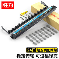 胜为(shengwei)CNDF524W超五类配线架24口CAT5E网线配线架网络级镀金1U机架式机柜网络跳线理线槽