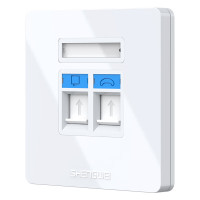 胜为(shengwei)CSIP302H网线插座网络面板双位86型兼容超五类/六/七类网口/电话信息模块双口面板不含模块