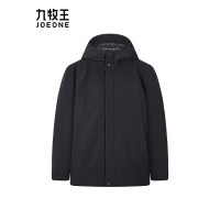 九牧王(JOEONE)鸭绒羽绒服男士冬款保暖御寒商务经典外套上衣 修身版+乌黑+AK5D51617