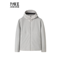 九牧王(JOEONE)白鸭绒羽绒服外套冬保暖易打理休闲夹克上衣修身版+浅灰白+JK5DX52327