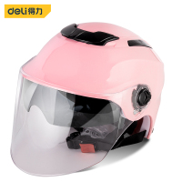 得力(deli)电动车头盔电瓶车机车安全帽四季通用 半盔粉色 DL885003