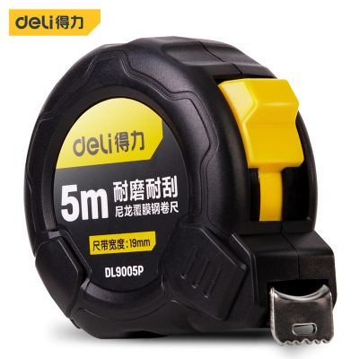 得力(deli) 5米尼龙覆膜钢卷尺盒尺伸缩尺米尺公制5m*19mm DL9005P 12个装