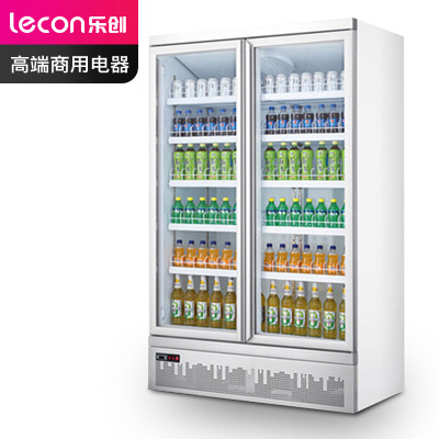乐创(lecon)商用展示柜 冷藏饮料柜立式双门便利店果蔬水果保鲜柜