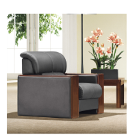 沃盛 黑真皮WS-206 办公沙发简约办公室商务接待会客2个单人位1个三人位沙发