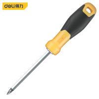 得力(deli)橡胶柄两用螺丝刀批十字一字两用双头起子改锥6*100mm DL626001 12个起订