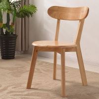 沃盛 实木餐椅橡胶木餐桌椅咖啡厅靠背椅家用休闲凳原木色 48*48*80cm