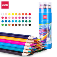 得力(deli)36色水溶性彩铅 原木六角杆彩色铅笔 学生涂色专业彩绘美术画笔套装文具 纸筒DL-7071-36