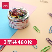 得力(deli) 三盒装480枚 得力彩色回形针0038曲别针书签金属分类 可爱 0038 回形针三盒装