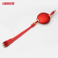 乐默(LOOMOO)红灯笼伸缩一拖三充电线