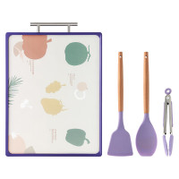赫曼德紫罗兰餐厨套装菜板+锅铲+饭勺+硅胶夹