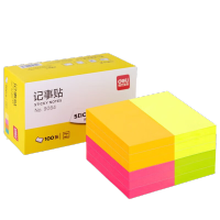 得力(deli)12本1200张荧光彩色便利贴 76*51mm便条纸/ 记事贴/ 自粘留言本 办公用品 9084