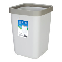 得力得心压圈方形垃圾桶 家用清洁桶纸篓 办公用品办公居家垃圾桶 中号带压圈 浅灰10L