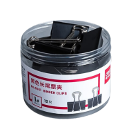 得力办公长尾夹票据夹资料夹燕尾夹票夹财务 [黑色]50mm12只/筒8561(3筒)