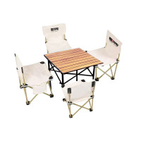 趣游帮 木纹合金方桌五件套(Y39plus)便携式烧烤用品露营蛋卷桌