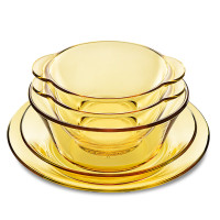 康宁 餐具套装 家用耐热玻璃碗碟盘沙拉碗5件套(2个饭碗、1个深盘、1个平盘、1个面碗)