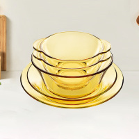 康宁餐具套装 家用耐热玻璃碗碟盘沙拉碗5件套(2个饭碗、1个深盘、1个平盘、1个面碗)