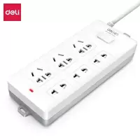 得力(deli)多功能插排 3+3位3米 18169-05