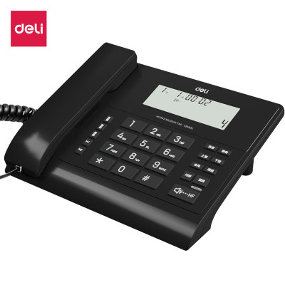 得力(deli)电话机座机家用触屏老人商务台式机电信分机录音来电显示有线 13550S电脑录音电话机(黑色)