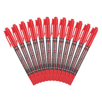 晨光(M&G)办公记号笔红色油性笔防水不易掉色物流笔双头记号笔 MG2130C 红 12支/盒