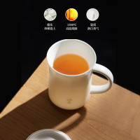 鸣盏 马克杯泡茶杯羊脂玉瓷茶滤茶水分离带盖 马克杯MZ8018(250ml)