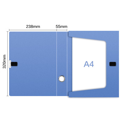 齐心(Comix)HC-55加厚型粘扣档案盒A4文件盒资料盒 55mm 蓝色 12个/箱