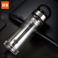 及至 JZ7051 隔热双层玻璃杯带提手钢本色400ml