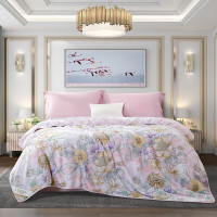 富安娜七孔抗菌印花夏被-茶语欣香100%聚脂纤维(含七孔纤维抗菌功效)203*229cm(370g)