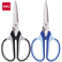 得力(deli)190mm大号剪刀 舒适包胶手柄 不锈钢尖头办公剪子 混色6001