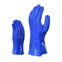 君御Y516 PVC蓝色磨砂耐油耐酸碱手套 长27cm