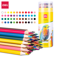 得力(deli)7070-48铅笔 48色 原木六角杆彩色铅笔学生初学者彩绘素描手绘专业学生画笔套装 单桶