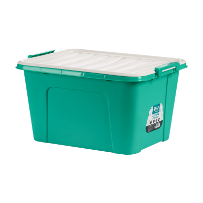茶花(CHAHUA)塑料收纳箱中号25L有盖整理箱汽车收纳箱车载收纳盒零食收纳箱 绿色[25L*3个装]C28005
