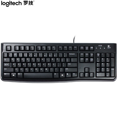 罗技 K120 键盘 办公键盘 有线键盘 全尺寸 黑色 U口