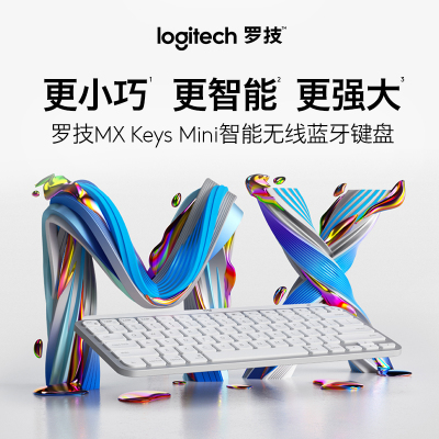 罗技 MX Keys Mini Mac版 简约 背光键盘 浅灰 蓝牙键盘 办公平板电脑键盘