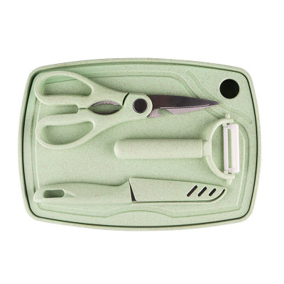 德鲁曼 果盘套刀 水果刀刨刀剪刀砧板四件套 LM-004.