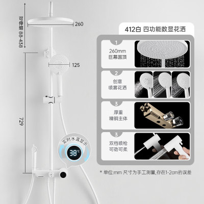 东鹏蕴光系列四功能淋浴花洒(雅白)