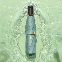 美度ins烫金爱心黑胶折叠晴雨伞加大加固三折伞M3101