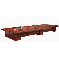 海邦 会议桌 长方形 油漆大型洽谈桌会议台条形桌 3.5*1.3米(红胡桃)