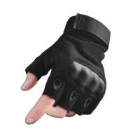 奋战者战术手套半指男结实防滑耐磨格斗拳击户外骑行 软壳半指-黑色 M