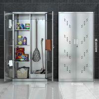 星河达304不锈钢清洁柜保洁柜卫生柜工具收纳柜拖把柜杂物储物柜 四格款