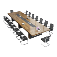 NHZHIW E1级材质大型会议桌家具 大叶胡桃搭配铁灰色 4200*1400*760MM