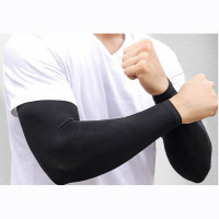 胜帐冰袖男加大码冰丝袖套护臂冰爽防晒袖套夏季骑行运动 黑色直筒款[加大码]一双装
