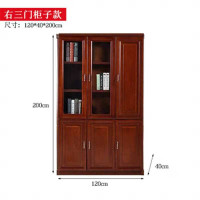 NHZHIW办公家具油漆书柜木质办公文件柜贴皮书柜落地柜档案柜资料柜 右三门柜子款