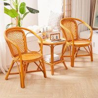 NHZHIW 真藤条手工网格坐椅藤椅网格座椅三件套浅色