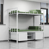 胜帐加厚双层床钢制上下铺宿舍铁床内务双人床带鞋柜1.2米宽