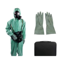 胜帐 高品防l核辐l射雨+核废气+带面罩手套+连体防化防毒++防汛服 防毒衣六件套(含面具) M(165cm)
