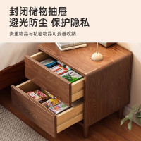 胜帐 免安装床头柜简约现代卧室储物家用 [胡桃色]双抽宽40*深