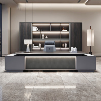 NHZHIW 办公家具高档轻奢老板桌办公桌办公室现代简约经理总裁老板办公桌椅组合 2.4米老板桌+2.4米文件柜