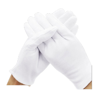 鸣固 礼仪手套 白手套 白色棉汗布劳保工厂质检手套 检阅表演手套 12付/包 常规款 4包装KW283288