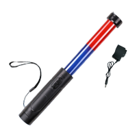 鸣固 交通安全指挥棒 多功能道路警示指挥用应急荧光闪光LED灯消防棒 红蓝色30cm带鸣笛(充电款配充电器)